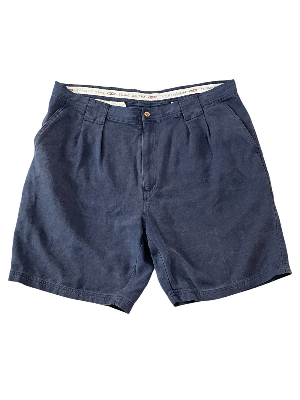 Tommy Bahama Silk Chino Shorts 40 Navy Blue Pleated Men’s